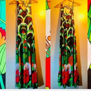 Vintage Floral Psychedelic Hawaiian Maxi Dress